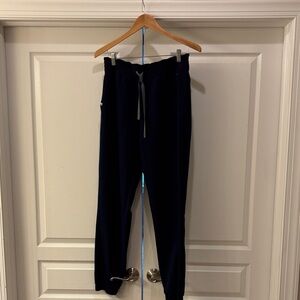 Women’s Figs Navy Scrub Jogger with Gray Drawstring Medium Tall